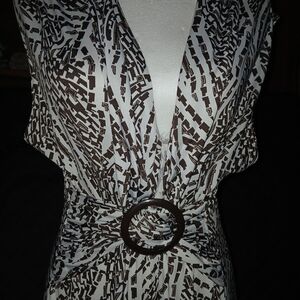 Stunning Chocolate/White Slimming Adjustable Cleavage Coverage Dress